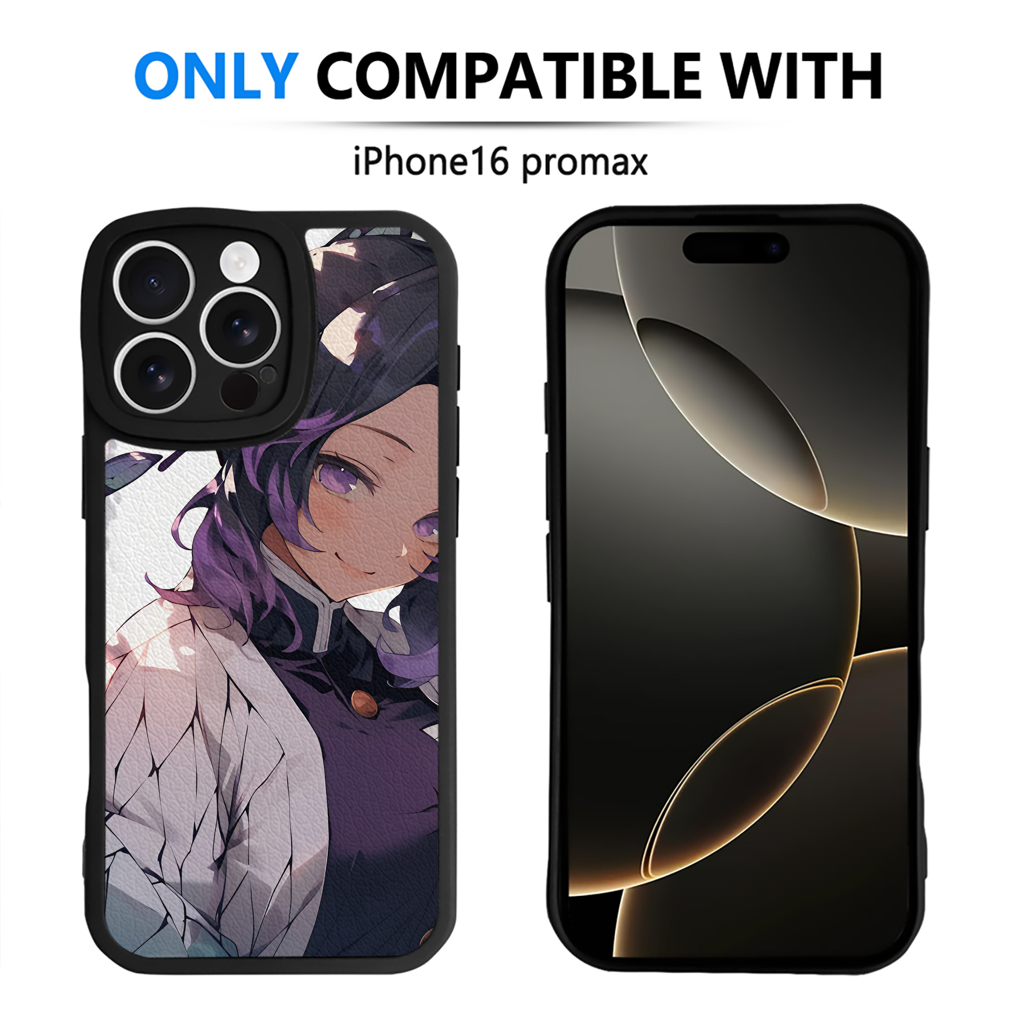（画像用） 鬼滅の刃（きめつのやいば）蟲柱-胡蝶 しのぶ／こちょう しのぶ Kochou Shinobu 【iPhone 16シリーズ対応】シリコンスマホケース（レザー調） 材質：シリコン